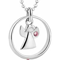 Los mejores  - fish collar de plata para chicas- plata de ley 925- Anillo de bautizo con Elementos de Swarovski rosa ángel 38 cm